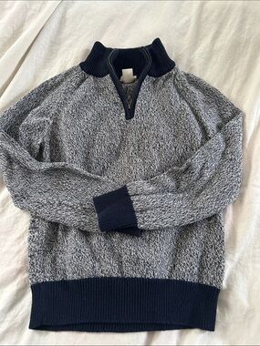 Kids Half-Zip Marled Navy & Gray Sweater